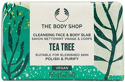 Очищающее мыло для лица и тела "Зеленый чай" - The Body Shop Tea Tree Cleansing Face & Body Slab — фото N1