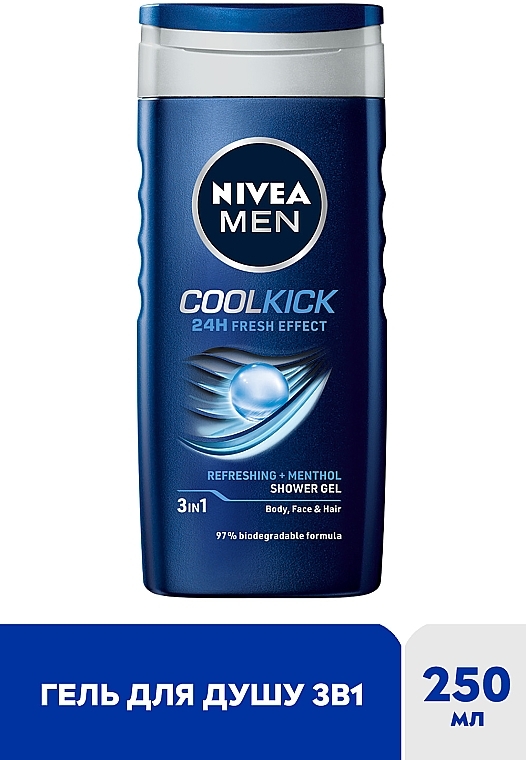 УЦІНКА Гель для душу 3в1 - NIVEA MEN Cool Kick Shower Gel * — фото N2