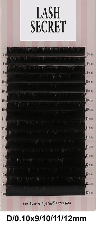 Накладные ресницы, черные, 16 линий (mix, 0,1, D, 9-12) - Lash Secret — фото N1