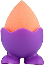 Парфумерія, косметика Спонж для макіяжу на силіконовій фіолетовій підставці, PF-58, помаранчевий - Puffic Fashion