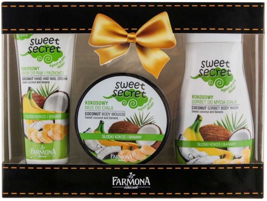 Набор "Кокос и банан" - Farmona Sweet Secret Coconut and Banana (b/wash/225ml + b/mousse/225ml + h/cream/100g)