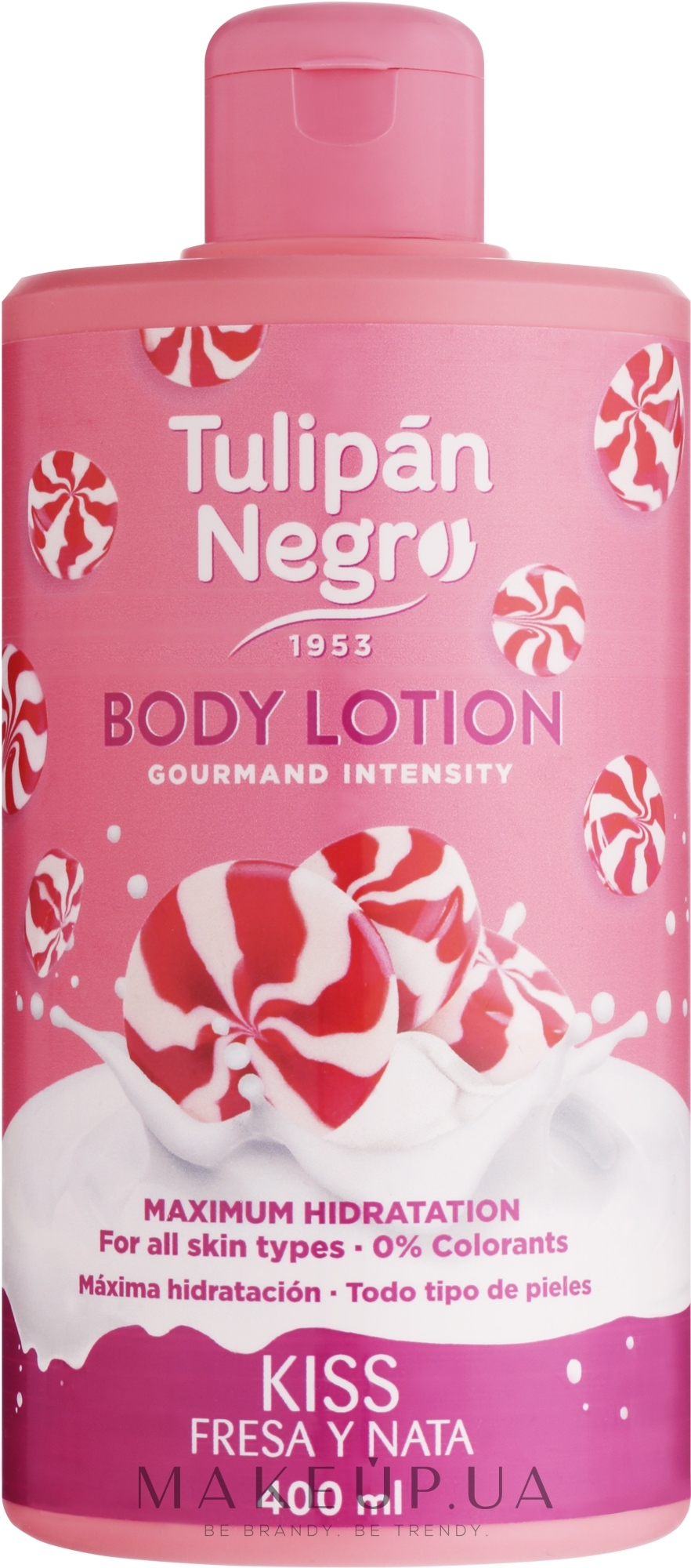 Лосьйон для тіла "Полунично-кремовий поцілунок" - Tulipan Negro Kiss Strawberry & Cream Body Lotion — фото 400ml