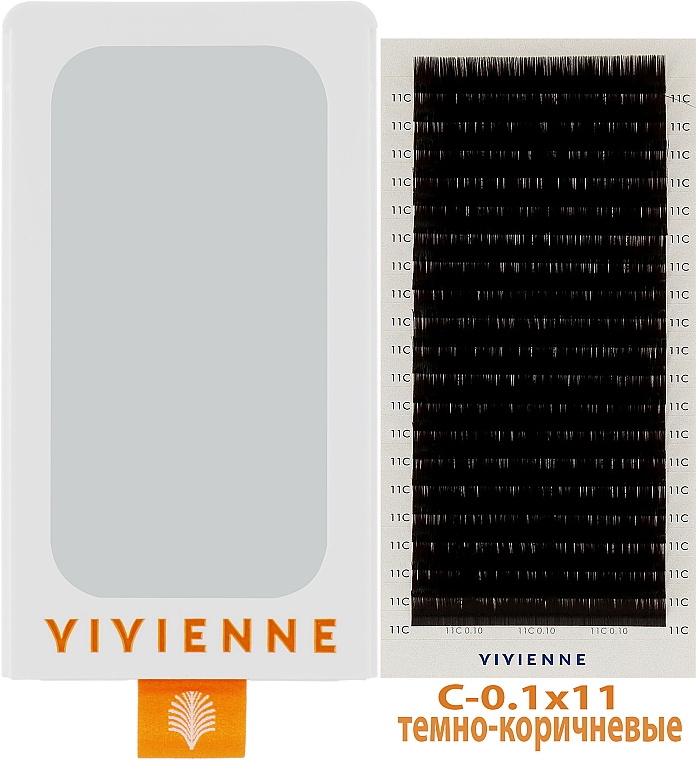 Ресницы "Elite", темно-коричневые, 20 линий (органайзер) (один размер, 0,1, C, 11) - Vivienne — фото N1