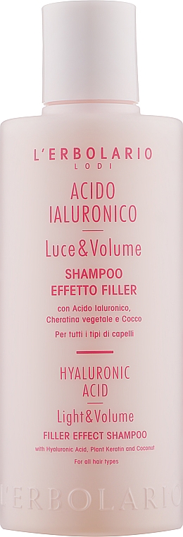 Шампунь для волос с гиалуроновой кислотой и растительным кератином - L'Erbolario Acido Ialuronico Luce & Volume Shampoo Effetto Filler 