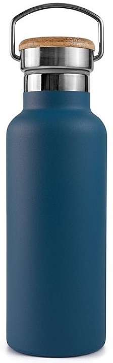 Термобутылка из нержавеющей стали с бамбуковой крышкой, 1000 мл, синяя - Bambaw — фото N1
