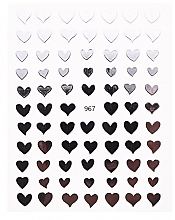 Наклейки для нігтів самоклейкі, сріблясті серця - Deni Carte — фото N1