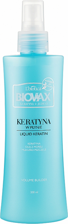 Сироватка-об'єм для пишності волосся - L'biotica Biovax Keratin + Silk Serum — фото N1