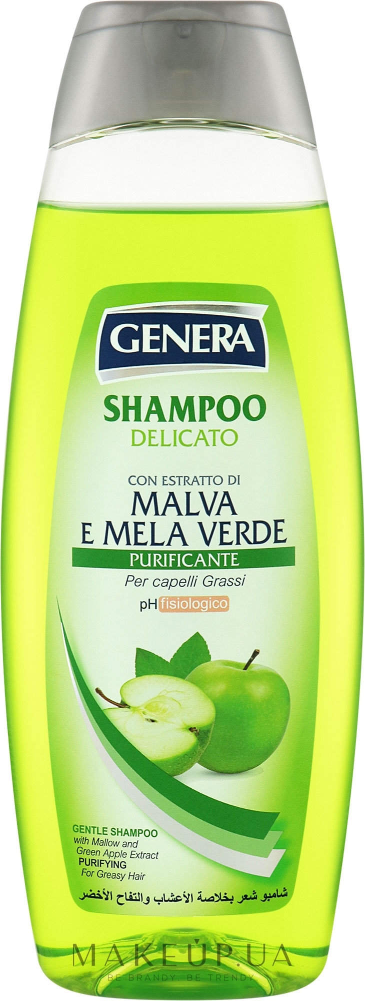 Шампунь "Зеленое Яблоко и Мальва" для жирных волос - Genera Shampoo Delicato Con Estratto Di Malva E Mela Verde — фото 1000ml
