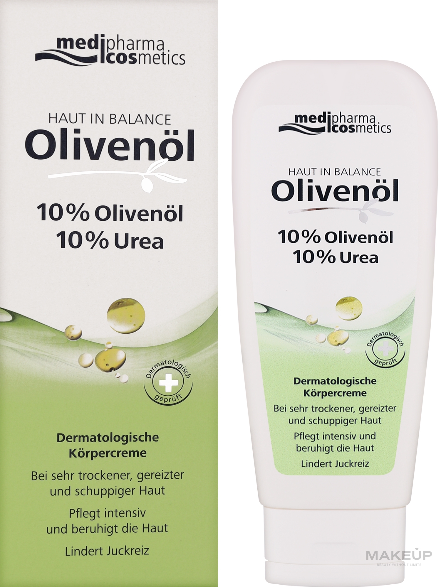 Дерматологічний крем для тіла з сечовиною 10% - Medipharma Cosmetics Haut In Balance Olivenol — фото 200ml