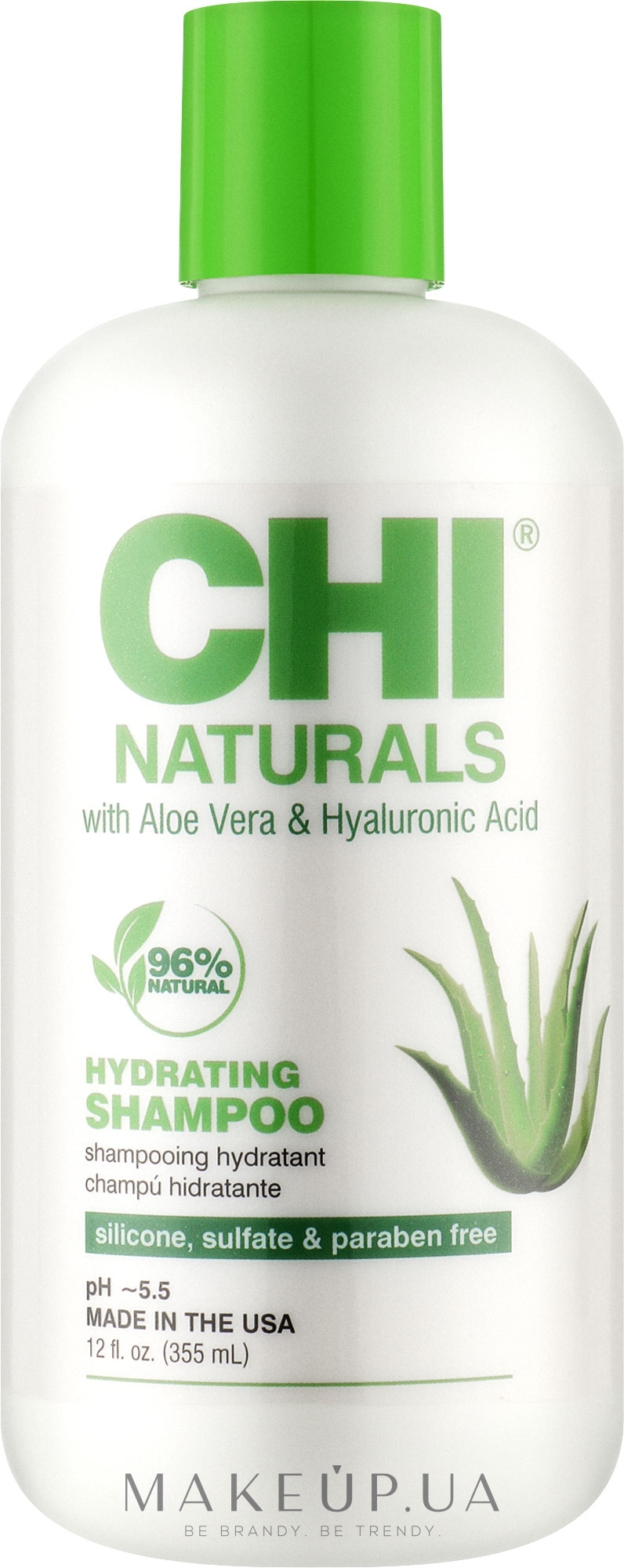 М'який безсульфатний шампунь для всіх типів волосся - CHI Naturals With Aloe Vera Hydrating Shampoo — фото 355ml