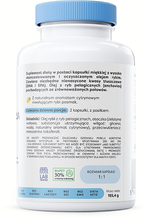 Пищевая добавка "Омега-3 Экстра", в мягких капсулах - Osavi Omega-3 Extra 1300mg Lemon Softgels — фото N4