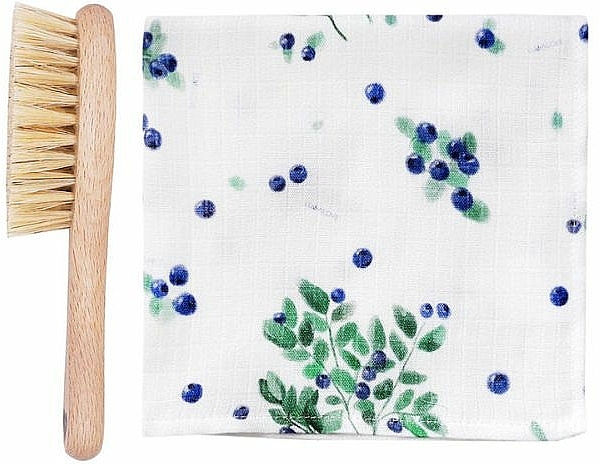 Набір - LullaLove Blueberry (hair brush + muslin washcloth) — фото N1