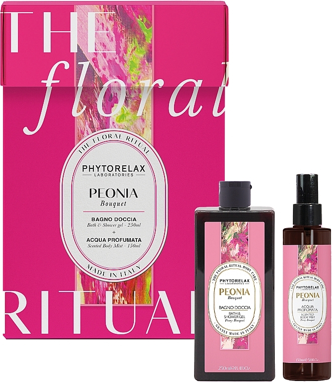 Набір - Phytorelax Laboratories The Floral Ritual Peony Bouquet (sh/gel/250ml + b/mist/150ml) — фото N1