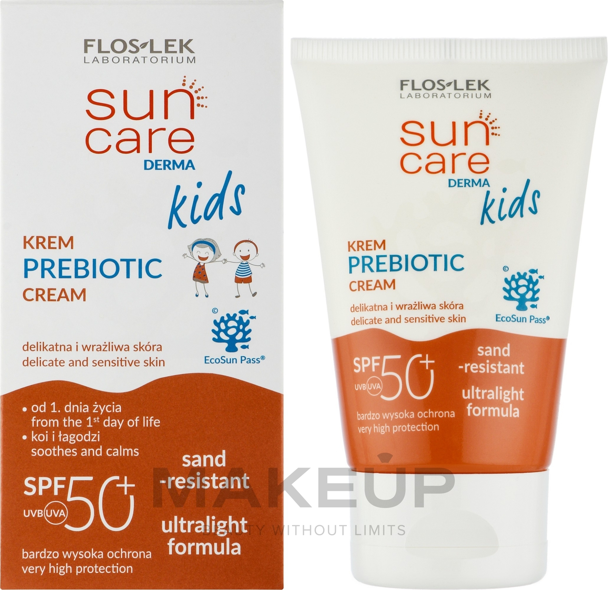 Детский солнцезащитный крем - Floslek Sun Care Derma Kids Prebiotic Cream SPF 50 — фото 50ml