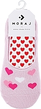Жіночі шкарпетки-сліди в сердечка, 1 пара, рожеві - Moraj — фото N1