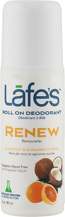 Натуральный роликовый дезодорант "Кокос и сладкий цитрус" - Lafe's Roll On Deodorant Renew Coconut & Sugared Citrus  — фото N1