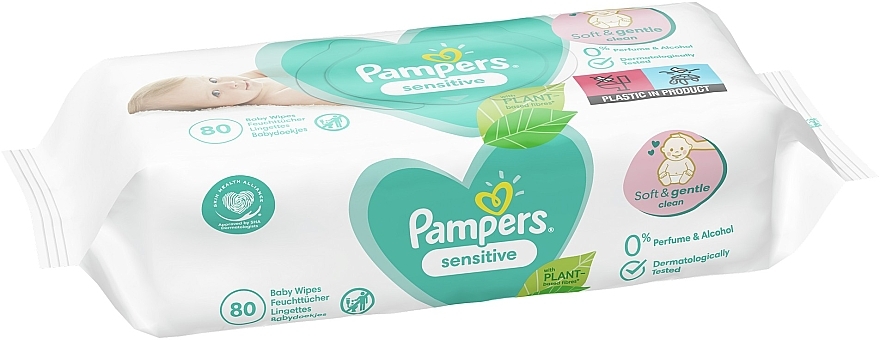 Дитячі вологі серветки "Sensitive", 80 шт. - Pampers — фото N3