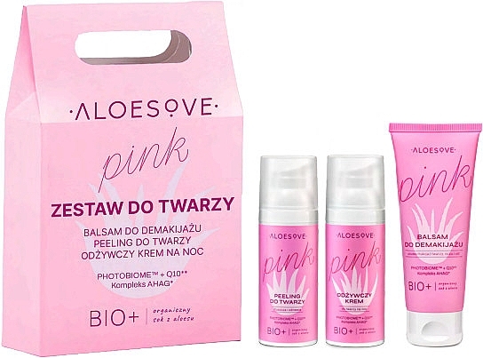 Набір для обличчя - Aloesove Pink (cleanser/75ml + peel/50ml + cr/50ml) — фото N1