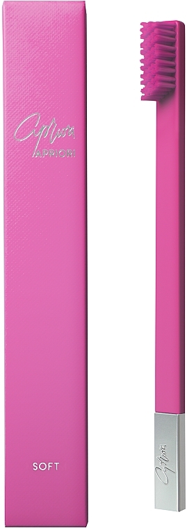 Зубная щетка мягкая, бабл-гам розовая матовая с серебристым матовым колпачком - Apriori — фото N1