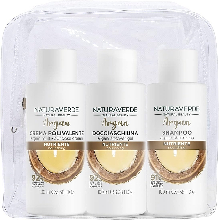 Набір - Naturaverde Argan Travel Care Kit (shm/100ml + sh/gel/100ml + b/cr/100ml) — фото N1