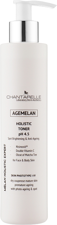 Очищувальний, освітлювальний і омолоджувальний тонік - Chantarelle Agemelan Holistic Toner pH 4.5 — фото N1