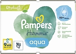 Детские влажные салфетки, 9x48 шт. - Pampers Harmonie Aqua Baby Wipes — фото N2