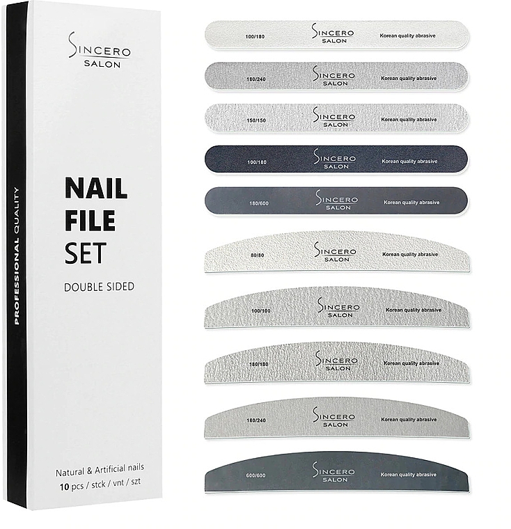 Набор пилочек для ногтей, 10 продуктов - Sincero Salon Nail File Set — фото N1