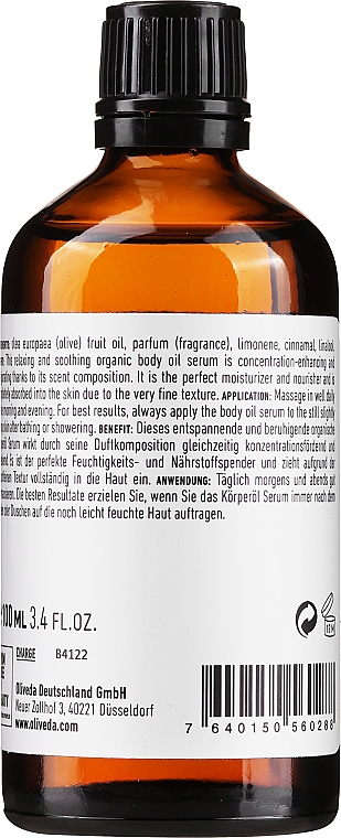 Олія для тіла "Кориця й імбир" - Oliveda B30 Relaxing Body Oil Cinnamon Ginger — фото N2