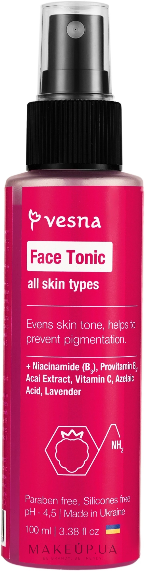 Тоник для лица с малиной и ниацинамидом - Vesna Youth Skin Care — фото 100ml