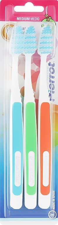 Набір зубних щіток "Колорос", помаранчева + зелена + блакитна - Pierrot New Active — фото N1