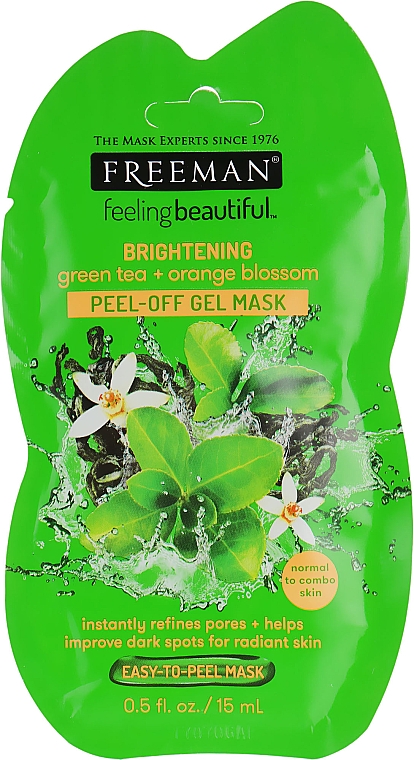 Маска-пленка для лица Осветляющая "Зеленый чай и апельсиновый цвет" - Freeman Feeling Beautiful Mask (mini)