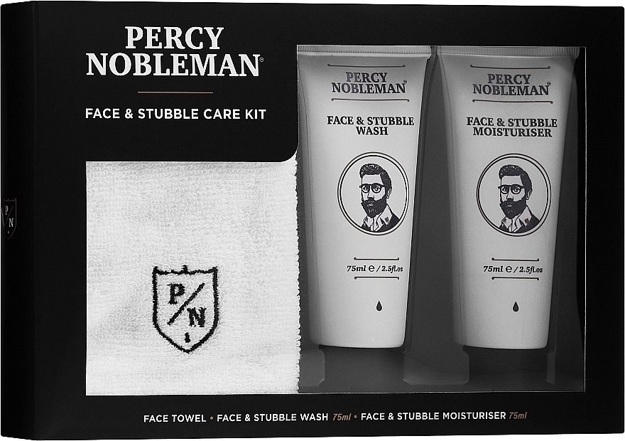 Набор - Percy Nobleman Face & Stubble Care Kit (f/cr/75ml + f/cl/75ml + towel) — фото N1