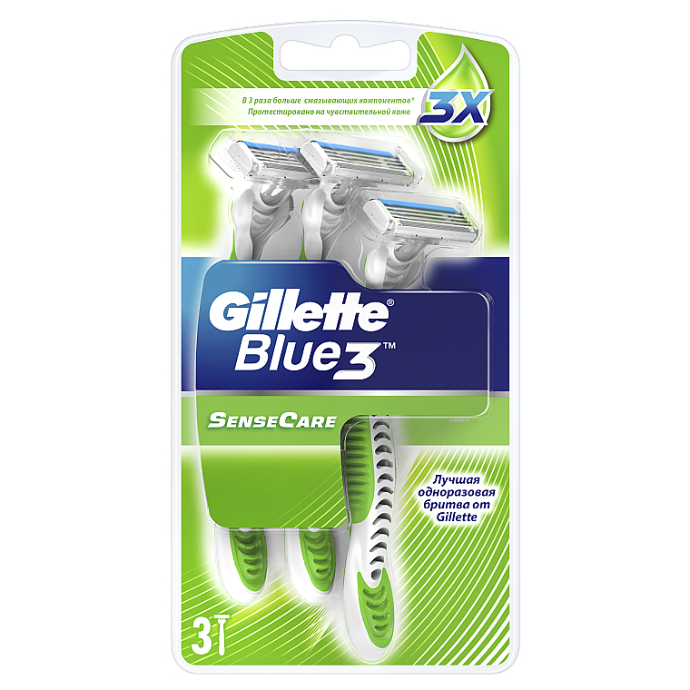 Набір одноразових станків для гоління, 3шт - Gillette Blue 3 Sense Care — фото N2