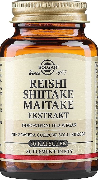 Диетическая добавка "Грибы рейши, шиитаке и майтаке" - Solgar Reishi Shiitake Maitake Mushroom Extract — фото N1