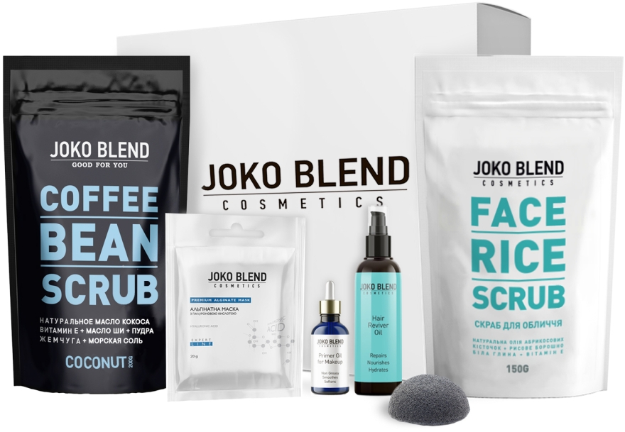 Набор для лица и тела Beauty Gift Pack - Joko Blend Beauty Gift Pack (f/scr/150g + b/scr/200g + mask/20g + prim/oil/30ml + h/oil/200ml + sponge)