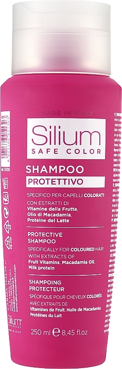 Шампунь для збереження кольору фарбованого волосся з молочним протеїном і олією макадамії - Silium Safe Color Shampoo — фото N1