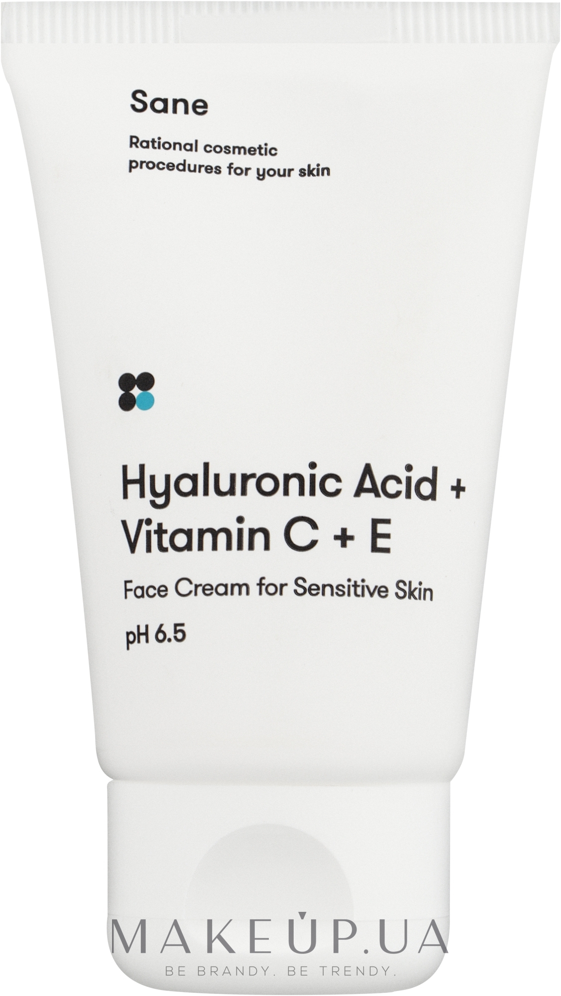 Крем для чутливої шкіри обличчя, з гіалуроновою кислотою + вітамін С + Е - Sane Hyaluronic Acid + Vitamin C + E Face Cream For Sensitive Skin — фото 40ml