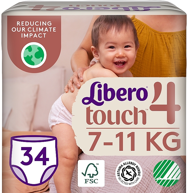 Подгузники-трусики детские Touch Pants 4 (7-11 кг), 34 шт. - Libero — фото N1