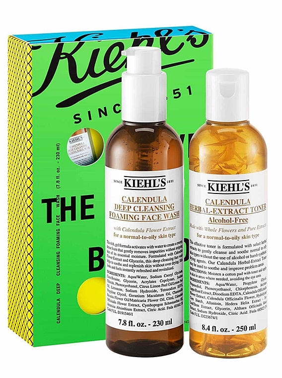 Набір - Kiehl's Calendula Leave The Oil Behind (f/foam/230ml + f/toner/250ml) — фото N1