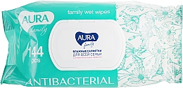 Парфумерія, косметика Вологі серветки з антибактеріальним ефектом, 144 шт. - Aura Family Antibacterial Wet Wipes