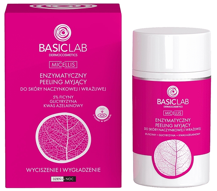 Ензимний очищувальний пілінг для судинної та чутливої шкіри - BasicLab Dermocosmetics Micellis — фото N1