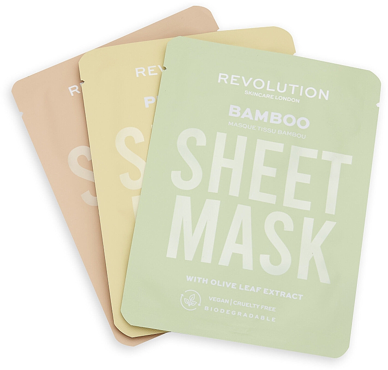 Набор масок для сухой кожи - Revolution Skincare Dry Skin Biodegradable Sheet Mask (f/mask/3pcs) — фото N1