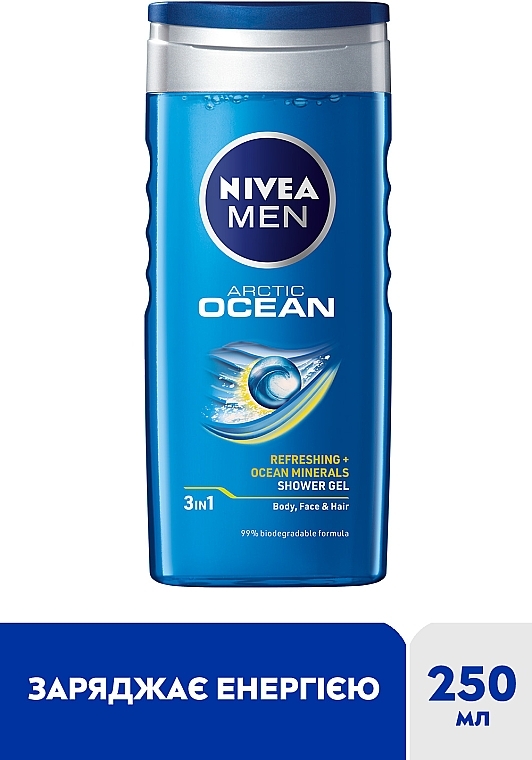 Гель для душа 3в1 для тела, лица и волос - NIVEA MEN Arctic Ocean Shower Gel — фото N2