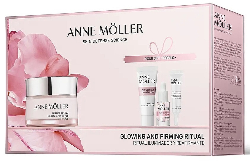 Набір - Anne Moller Stimulage Glowing And Firming Ritual Set (d/cr/50ml + n/cr/15ml + eye/cr/5ml + ser/5ml) — фото N1