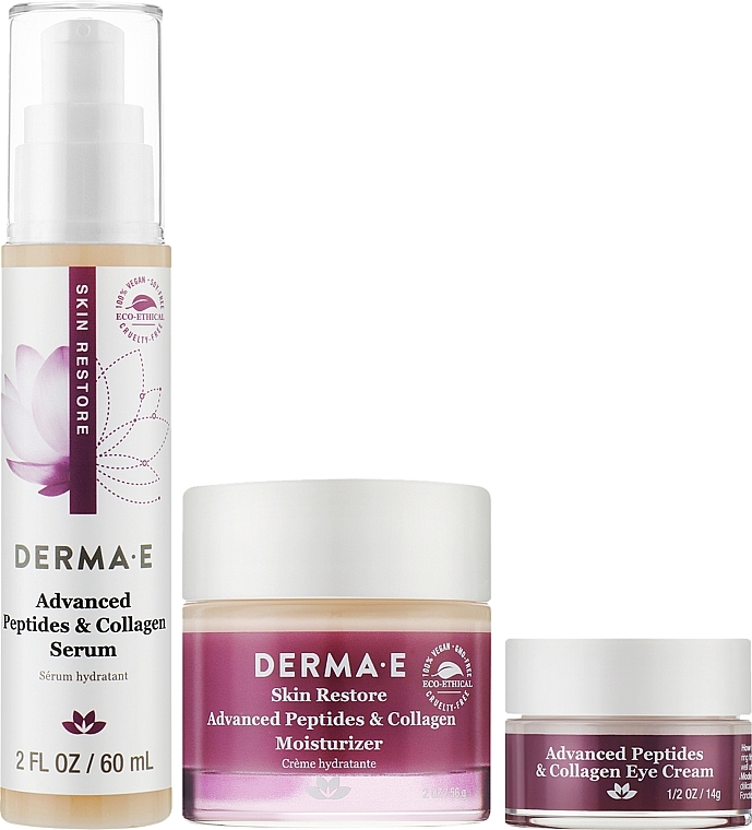 Набір - Derma E Advanced Peptides & Collagen 45+ (ser/60ml + f/cr/56g + eye/cr/14ml) — фото N1