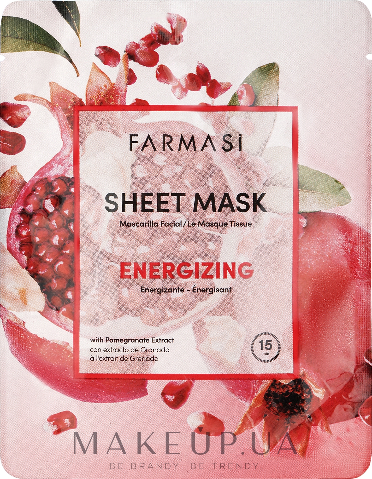 Підбадьорлива тканинна маска для обличчя з екстрактом граната - Farmasi Dr.C.Tuna Sheet Mask Energizing — фото 28g