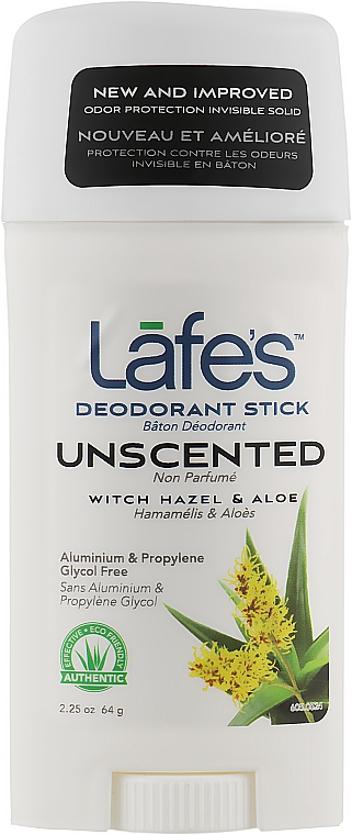 Натуральный дезодорант-стик "Гамамелис и алоэ" без запаха - Lafe's Deodorant Stick Unscented Witch Hazel & Aloe 