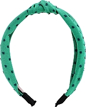 Обруч для волосся з декоративним вузлом, FA-5618, зелений в точку - Donegal — фото N1