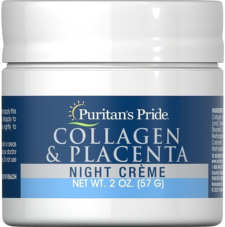 Нічний крем з колагеном і плацентою - Puritan's Pride Collagen And Placenta Night Creme — фото N1
