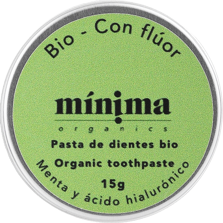 Зубная паста с мятой и гиалуроновой кислотой, с фтором, 15 g - Minima Organics Natural Toothpaste Mint With Fluoride  — фото N1